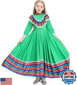 brableewear Mexican Dress for Girls Traditional Folklorico Dress National Dan - Picture 1 of 5