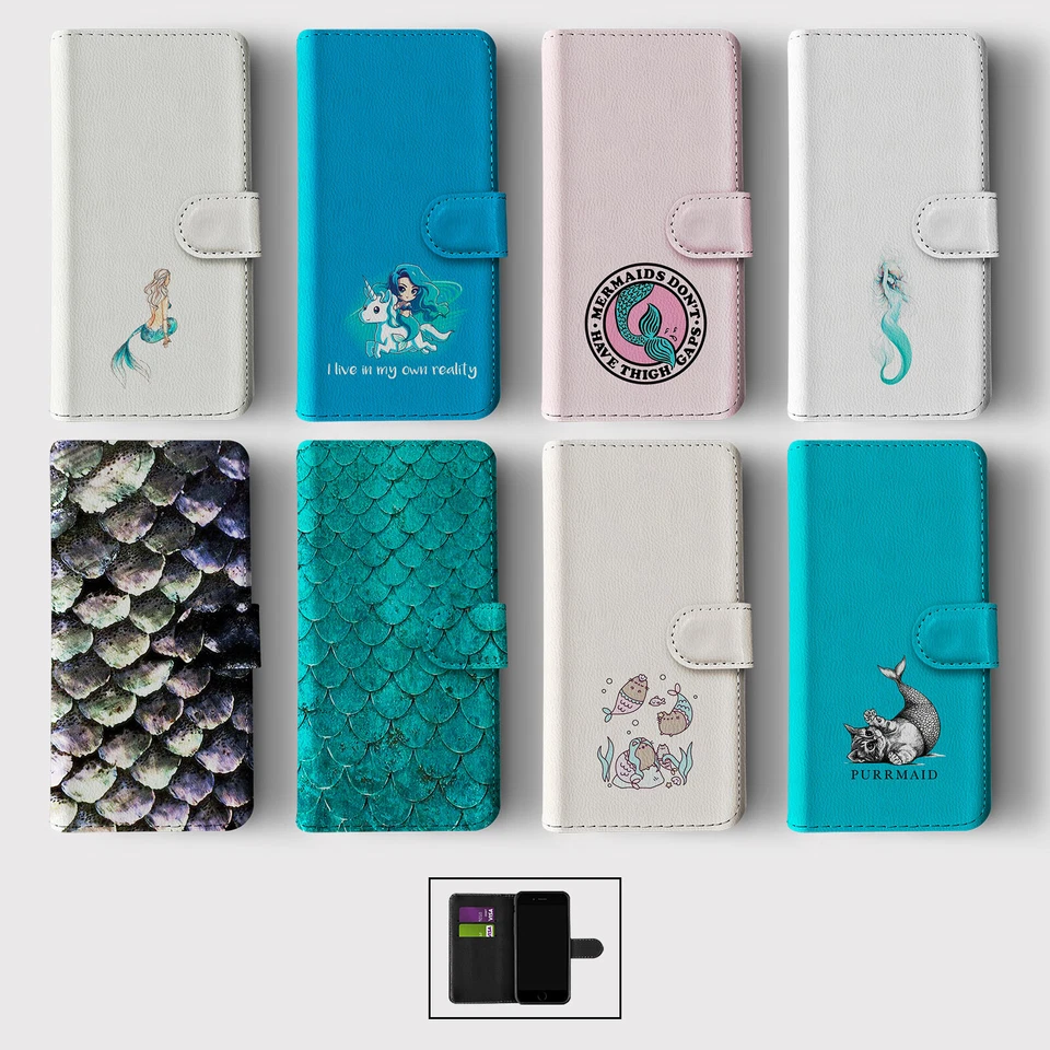 CASE FOR IPHONE 16 15 14 13 12 11 PRO WALLET FLIP PHONE COVER UNICORN MERMAIDS - Image 1 of 1