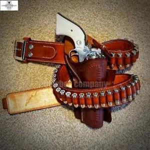 Western Leather cartridge Belt Ammo Loops Holder Cover Revolver Holster - Picture 1 of 9