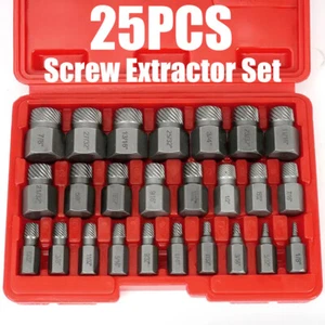Juego de extractores de tornillos de 25 piezas cabeza hexagonal multi-spline juego de extractores de pernos de fácil salida NUEVO - Imagen 1 de 11