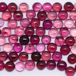 Natural Pink Tourmaline Lot 6x6 MM Round Shape Cabochon Gemstone Lot - Picture 1 of 3