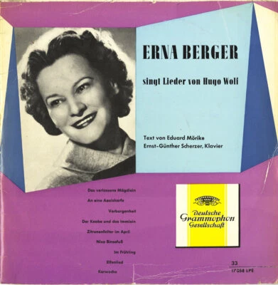 WOLF 9 Lieder/Songs ERNA BERGER DGG LPE-17058 10" Stitched Gatefold GY2 Ed.1 55 - Image 1 of 3