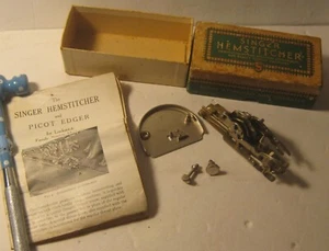 Antique SINGER Hemstitcher & Picot Edger Attachment #121387 w Box w Booklet!! - Picture 1 of 5