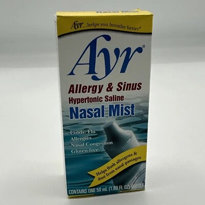 Носовой туман AYR Allergy & Sinus Hypertonic Saline, белый, 1,69 жидкой унции срок годности 03/2026 - Изображение 1 из 2