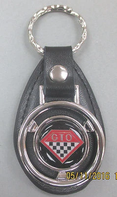 Pontiac GTO 1207 Diamond Mini Steering Wheel Leather Key Ring 1970 1971 1972 - Image 1 of 4