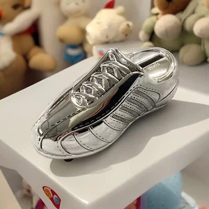 Personalised Silver Plated Football Boot Money Box Christening Birthday Gift - Picture 1 of 9