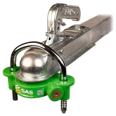 New SAS Security Green Vital Trailer Hitch Lock - Adjustable and Quick to Fit - Image 1 of 4