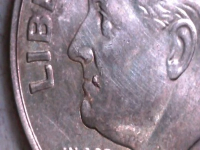 2016 P Roosevelt Dime Die Chips Obverse and Reverse - Image 1 of 4