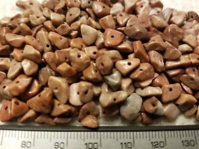 PICTURE JASPER STONE BEAD CHIPS LOOSE FROM A 36" STRAND BEAD SIZE 3-8MM CHIP  - Image 1 of 3