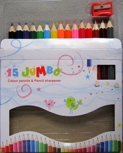 Jumbo-Buntstifte  •  Set mit 15 Farben und Anspitzer  - Bild 1 von 3