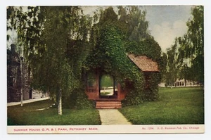 Gartenhaus G.R. & I. Park, Petoskey, MI Leinen Postkarte - Bild 1 von 2