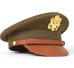 WW2 US Visor Hat Officer Cap With Eagle Badge WWII - Picture 1 of 7