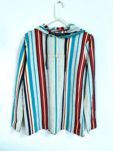 VOX POPULI~STRIPED MULTI COLOR~ LONG SLEEVE~HOODED RETRO MENS T SHIRT~SZ MED~NWT - Picture 1 of 12