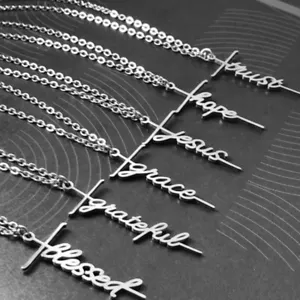 Collar Colgante Cartas de Fe de Acero Inoxidable Collar Cruz - Imagen 1 de 20