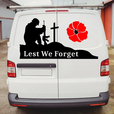 Lest We Forget Soldiers Poppy  Vinyl Decal Remembrance Day Soldier Poppy Day - Image 1 of 4