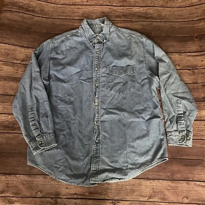 Unisex Men’s Women’s Basic Editions Denim Button Down Shirt Large SEE NOTES - Image 1 of 4