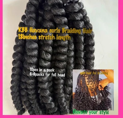 KBB Havana Curls Braiding Hair 18inches 1b Perfect For Braids And Crochet Style - Image 1 of 4