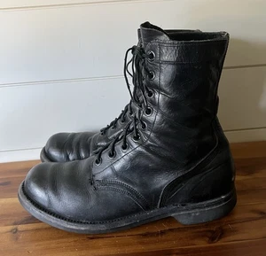 Bottes de saut de combat vintage US Army cuir noir taille 11 R J 10-66 - Photo 1/11