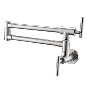 Pot Filler Faucet - Commercial Brass Kitchen Sink Pot Filler Brushed Nickel - Picture 1 of 8