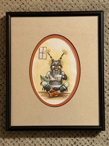 Neil David Sr. Hopi Koshare Eating Watermelon Original Watercolor Painting - Picture 1 of 4