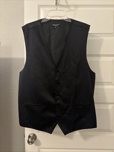 Pronto Uomo Couture Vest Men's 3XL Black 100% Silk Button Up Pocketless Adjust - Picture 1 of 13