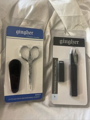 Gingher Featherweight Spring Action Thread Clips & 3-1/2” Lions Tail Embroidery - Image 1 of 4