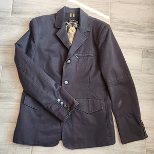 Vintage Y2K Howe blazer men's 40 black 100% cotton jacket fitted punk rock chic - Picture 1 of 13