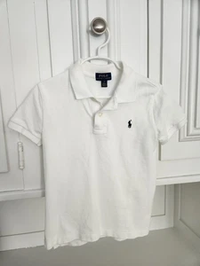 New* RALPH LAUREN Polo Shirt Logo Boys Size 6 Small White Pique Cotton - Picture 1 of 6