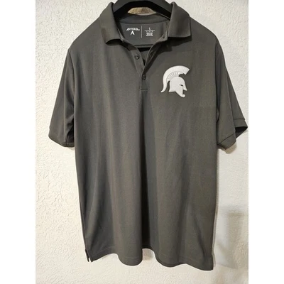 Michigan State Spartans Polo Shirt Golf L Grey/White Men's Golf Rare Antigua - Image 1 of 4