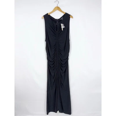 Maxi vestido para mujer J Crew con costura central acanalada 3X negro sin mangas Foto 1 de 4