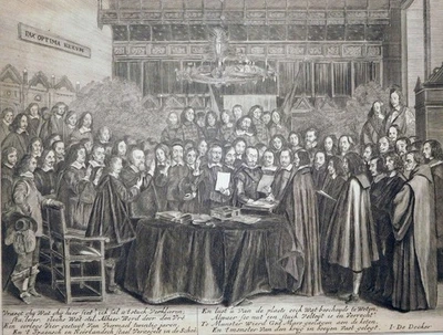 Radierung, Friede von Münster 1648, G. ter Borch I. de Decker, um 1700, M 1944 - Bild 1 von 4
