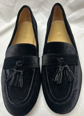 J. Mocasines Crew "Charlie" Terciopelo Negro con Borlas "Fumar" Talla 8 Ret $139 Foto 1 de 4