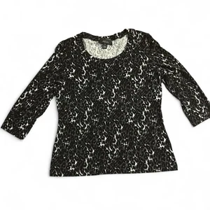 Top mujer ST JOHN grande estampado animal negro blanco rayón spandex - Imagen 1 de 4