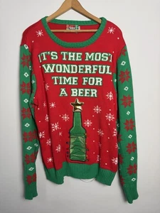 SPENCERS IT'S THE MOST WONDERFUL TIME FOR A BEER UGLY CHRISTMAS SWEATER Men's XL - Picture 1 of 7