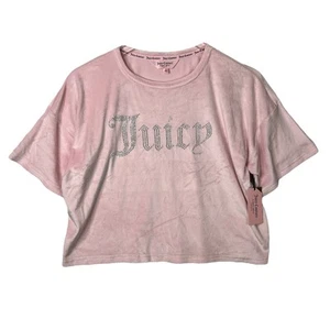 Juicy Couture Velour Bling Sequin Short Sleeve Sleep Pajama Top NWT Pink Large - Picture 1 of 7
