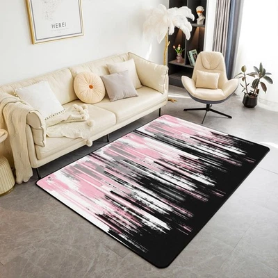 Alfombra Decorativa Rosa Negra Niños Abstracta Sala Alfombras Rayas Línea Accen... Foto 1 de 4