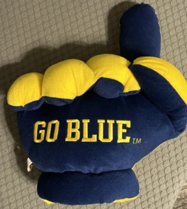 Michigan Wolverines Go Blue Stuffed Fan Hand Licensed Preowned - Picture 1 of 6
