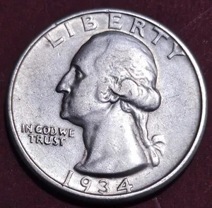 🇺🇸 1934-D Denver Mint Silver Choice AU+++ Key Date Washington Quarter USA - Picture 1 of 2