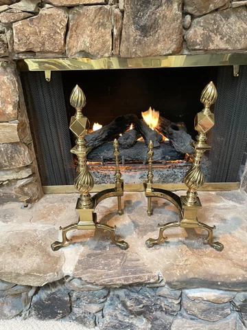 LARGE ANTIQUE PAIR BRONZE FRENCH LOUIE XVI CHENETS FIREPLACE ANDIRONS Cover