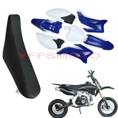 Blue Plastic Body Frame Fender & Foam Tall Seat Set For Yamaha TTR110E Dirt Bike - Image 1 of 4