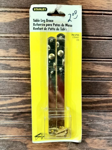 Vintage Stanley #76-3755 Table Leg Braces New NOS / ORIGINAL PKG -  Brass Plated Cover