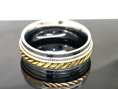 Alianza de boda para hombre de dos tonos de acero inoxidable anillo de 8 mm talla 10,75 Foto 1 de 4