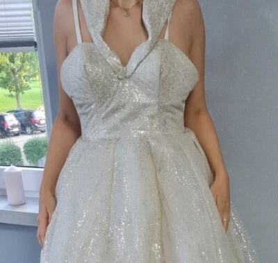 Brautkleid Hochzeitskleid Prinzessin Glitzer Corsage Gr. 38/40 Silber disney - Bild 1 von 4