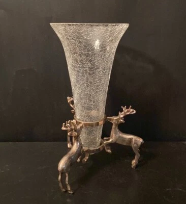 Gatco De Colección Latón Sólido Trío Reno Soporte con Flor Craquelada/Florero Potpourri Foto 1 de 4