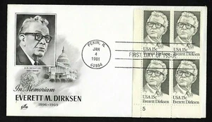 #1874 15c Everett Dirksen - ArtCraft FDC PB4 Plt #5 - Picture 1 of 2