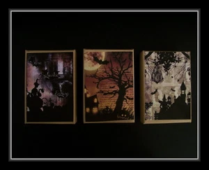 THREE SPOOKY HALLOWEEN SCENE GIFT BOXES - Picture 1 of 1