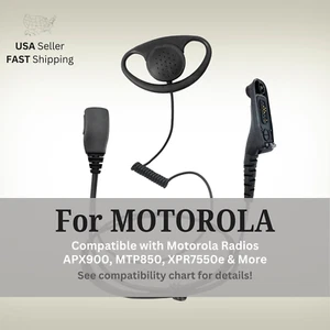 D-Shape Earpiece w/ PTT Mic for Motorola Radios APX900, APX6000, MTP850, XPR7550 - Picture 1 of 13