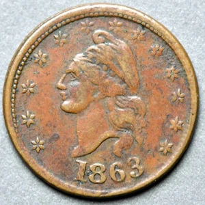 1863 1/391 a Fine Cent Patriotic Civil War Token CWT - Picture 1 of 2