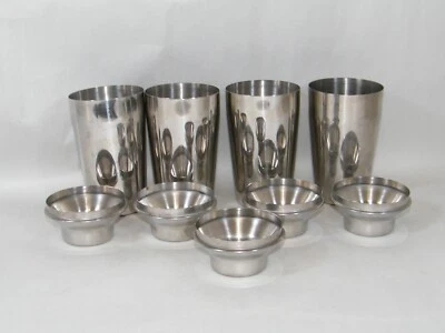 (4) COCKTAIL SHAKERS STAINLESS STEEL BARTENDER MARTINI MIXERS 4 3/4" - Image 1 of 4