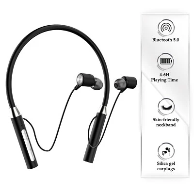 Hanging Neck Headphone Wireless Bluetooth Headsets Flexible Lightweight Magnetic - Image 1 of 4